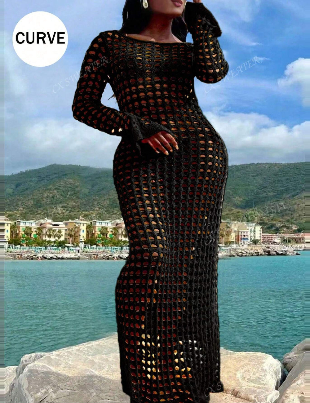 Shein strandruha, fekete