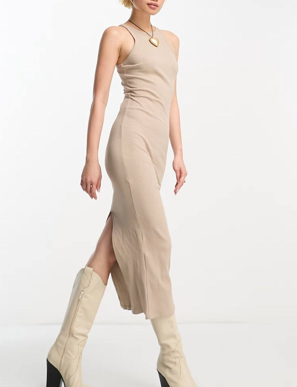 Bershka maxi ruha, bézs