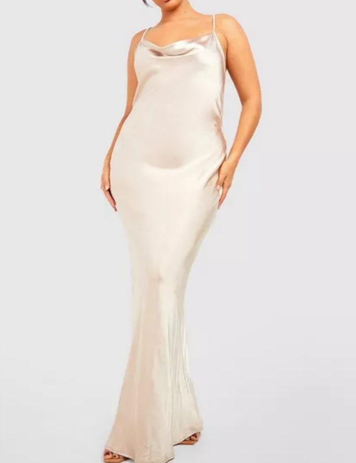Boohoo maxi ruha, bézs