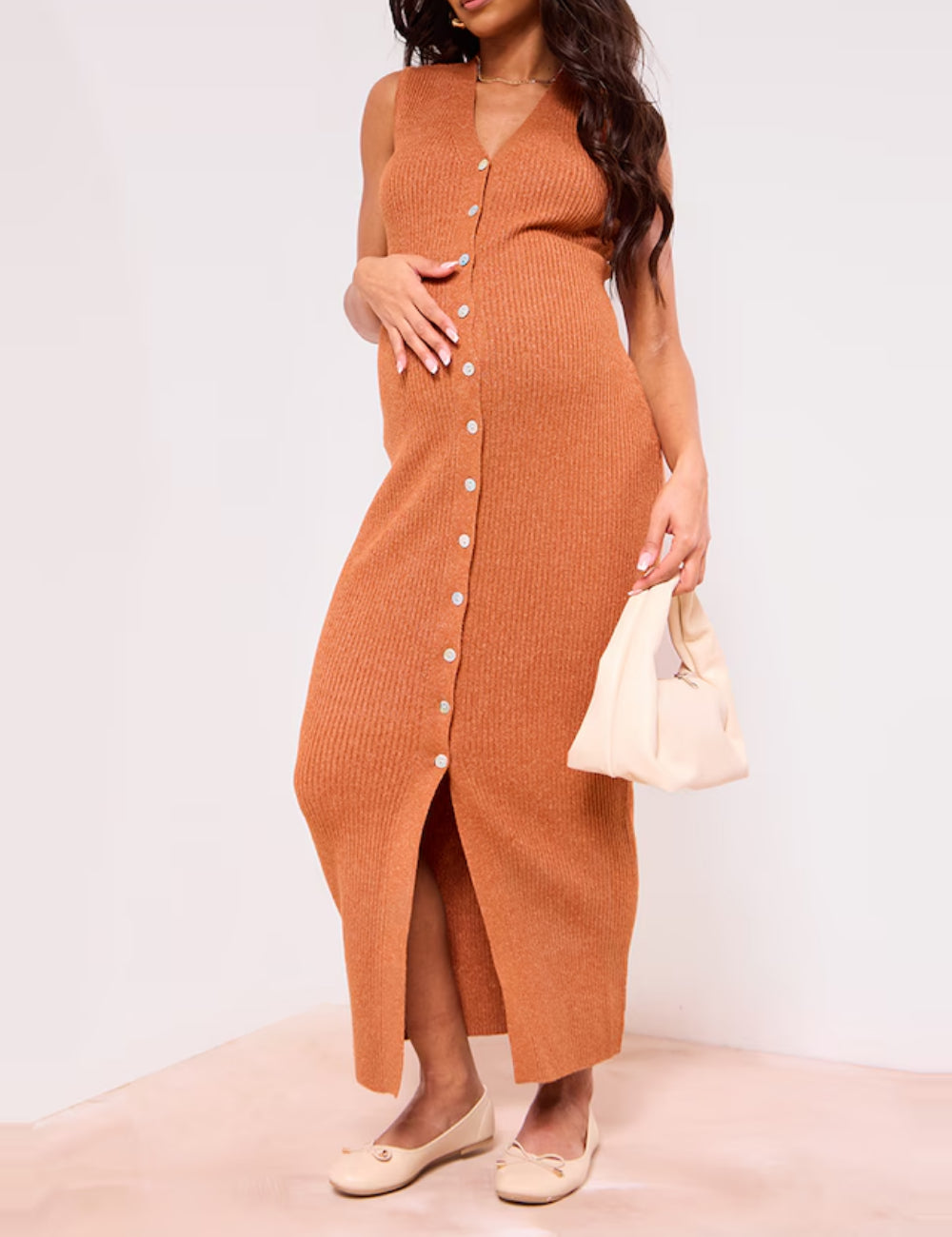 PRETTYLITTLETHING Maxi ruha, téglavörös