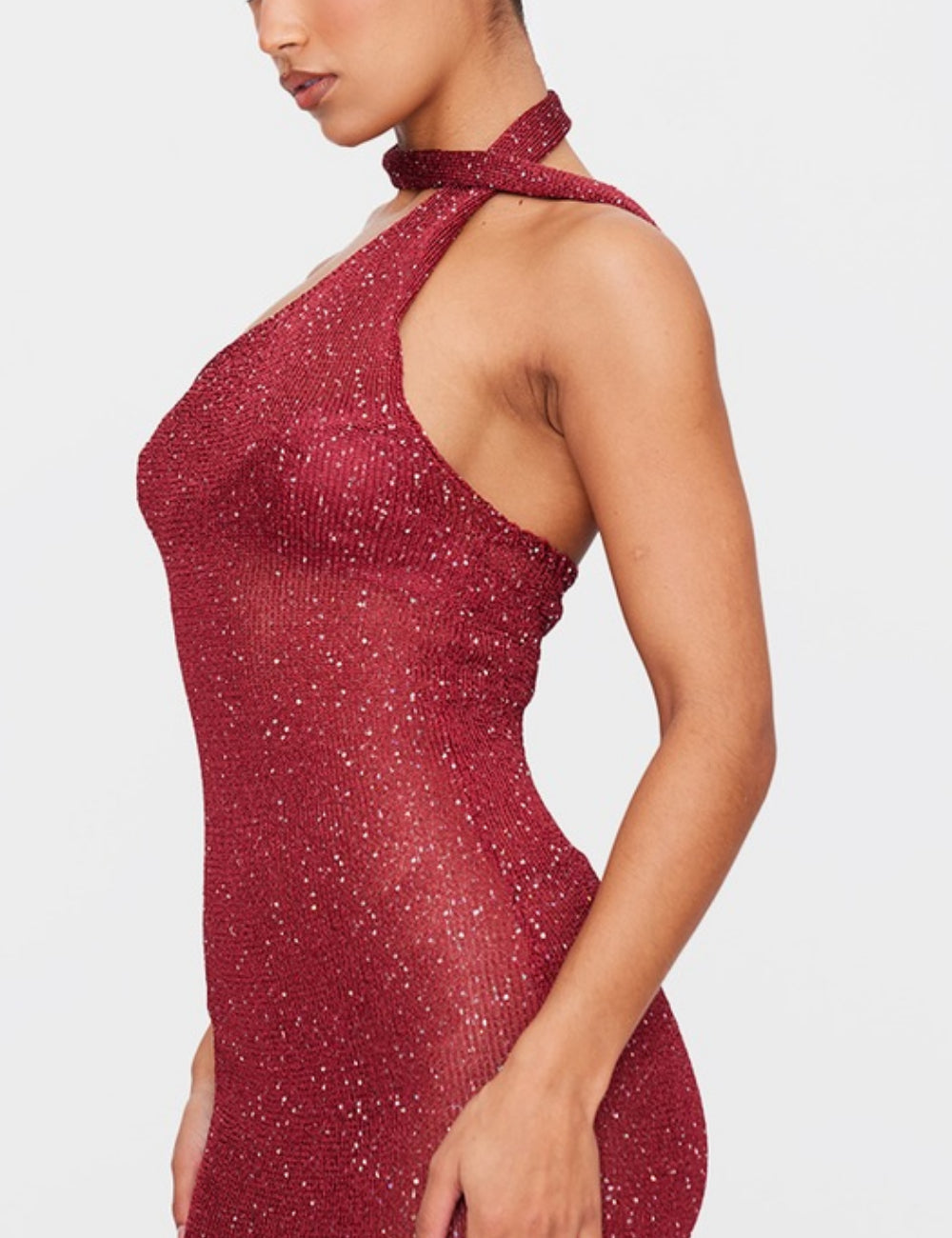 PRETTYLITTLETHING bordó maxi ruha