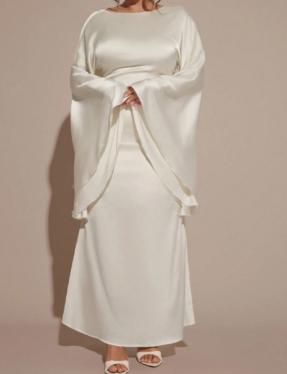 Shein Curve+ maxi ruha, fehér