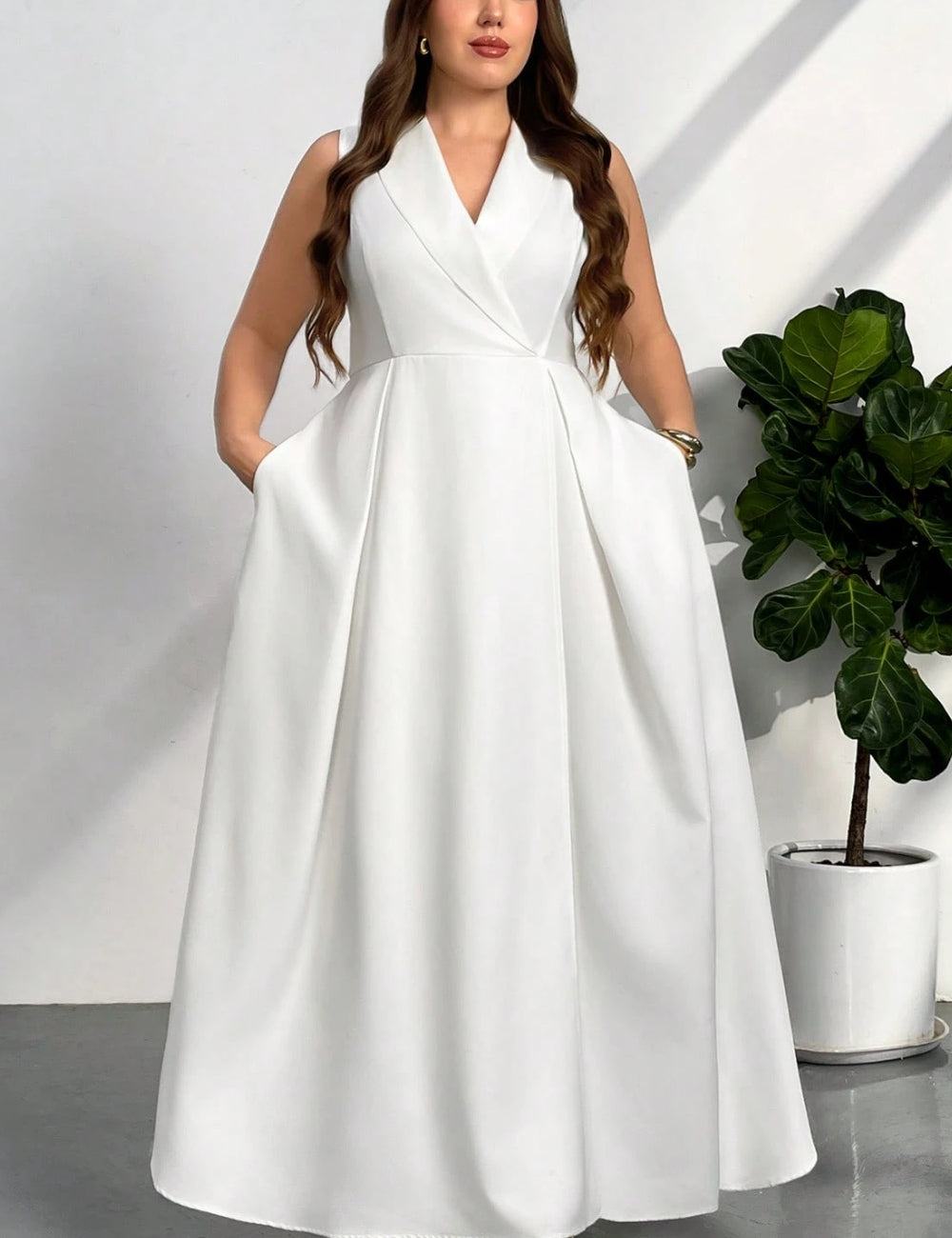 Rochie maxi Shein Curve+, alb