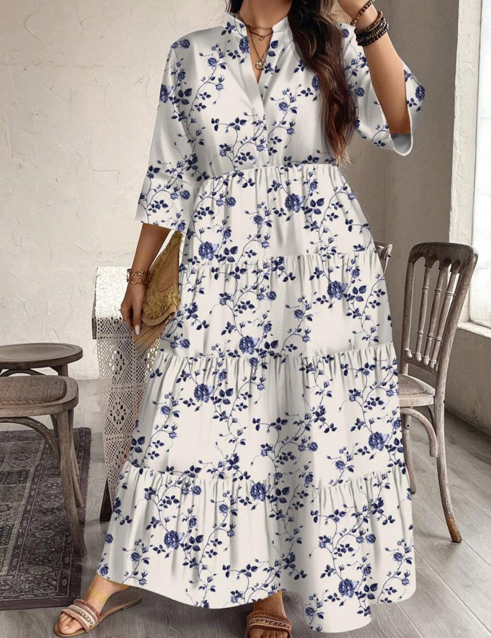 Rochie maxi Shein Curve+, alb