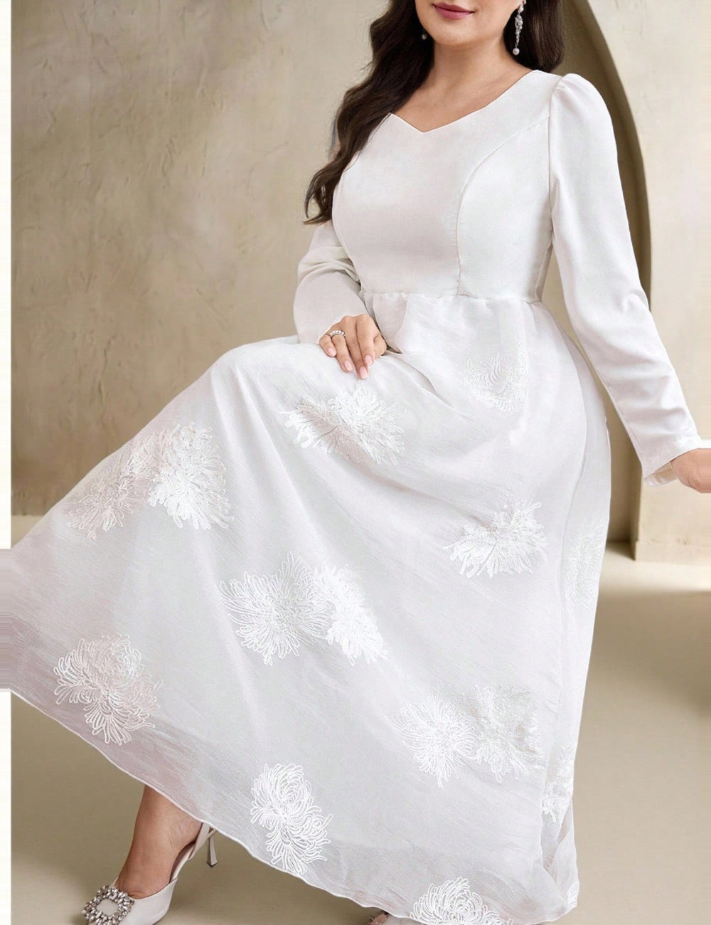 Rochie maxi Shein Curve+, alb