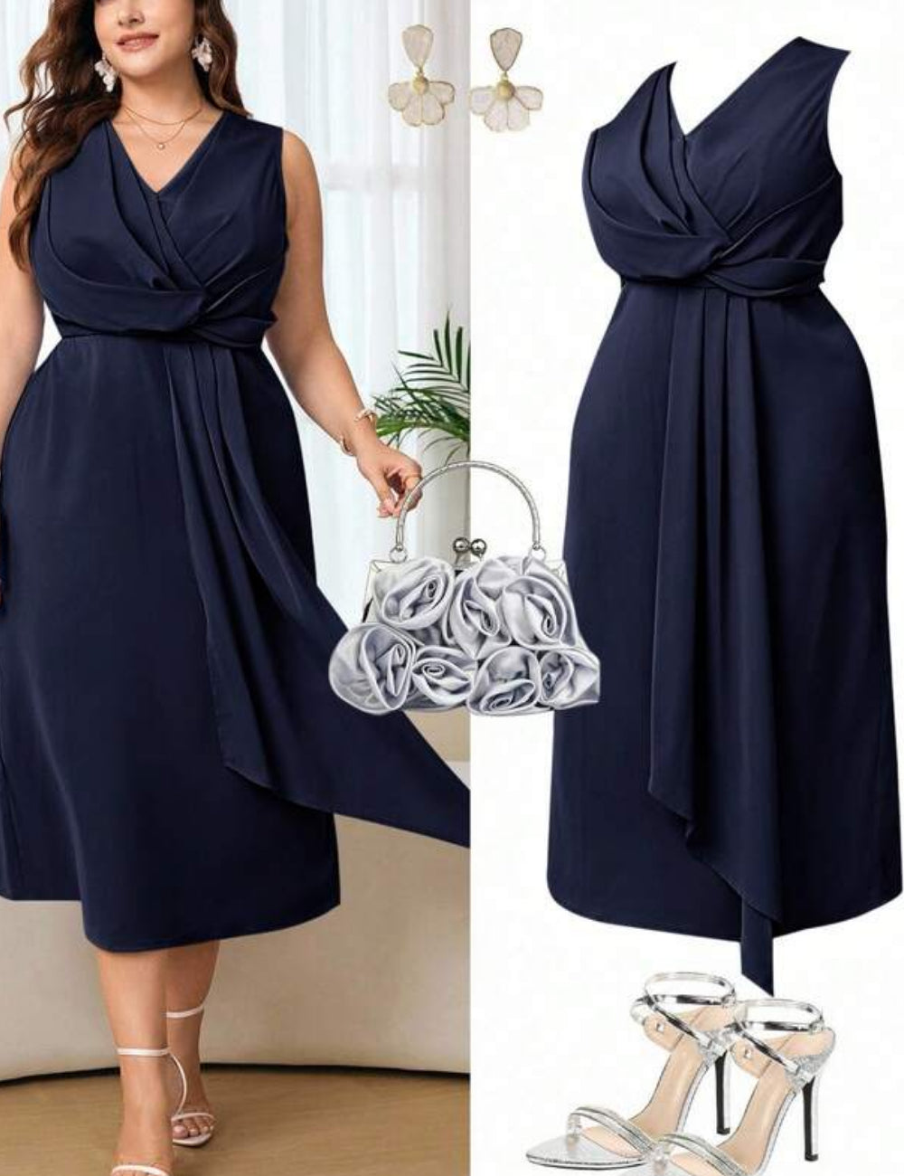 Shein Curve+ maxi ruha, kék