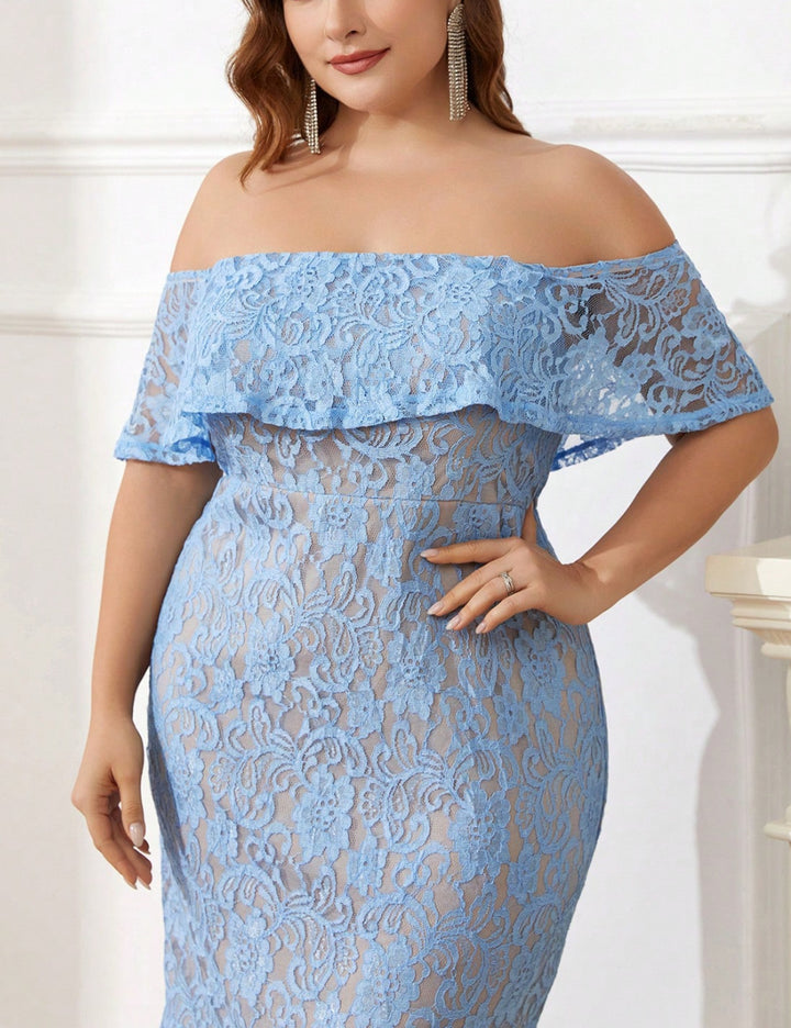 Shein Curve+ maxi ruha, kék