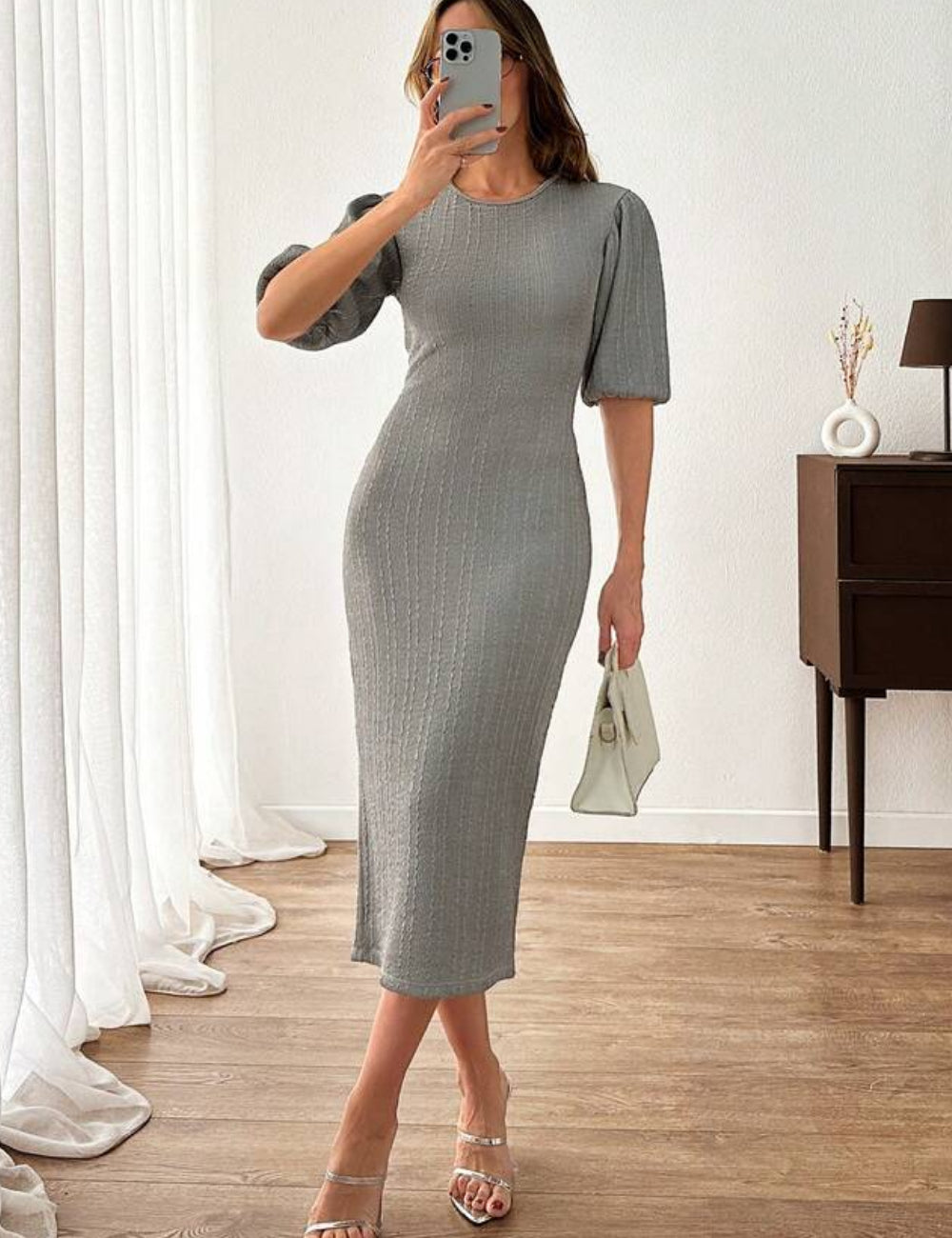 Shein maxi dress, silver