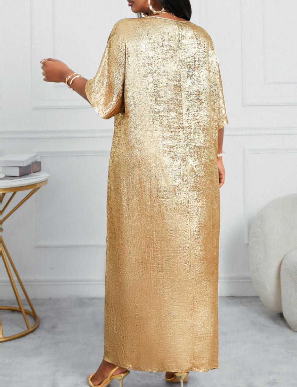 Rochie maxi Shein Curve+, auriu