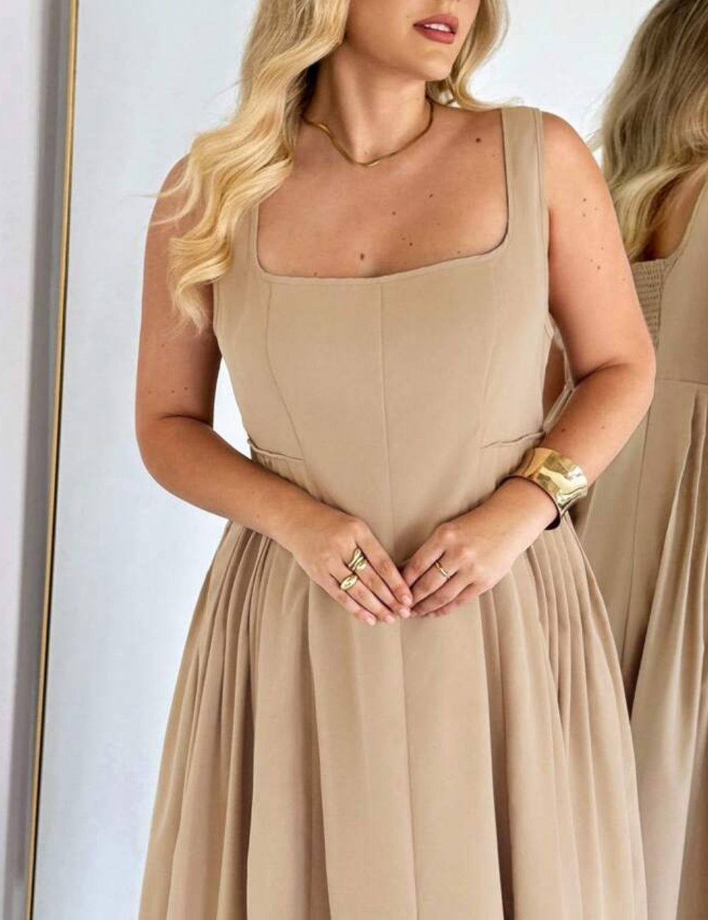 Shein Curve+ maxi ruha, bézs