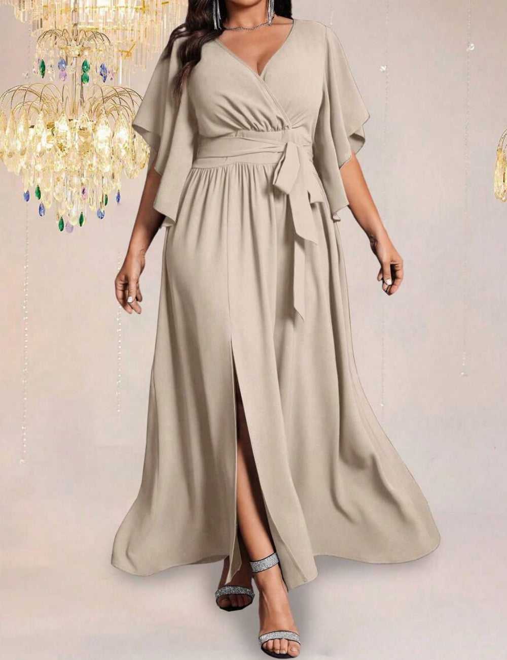 Shein Curve+ maxi ruha, bézs