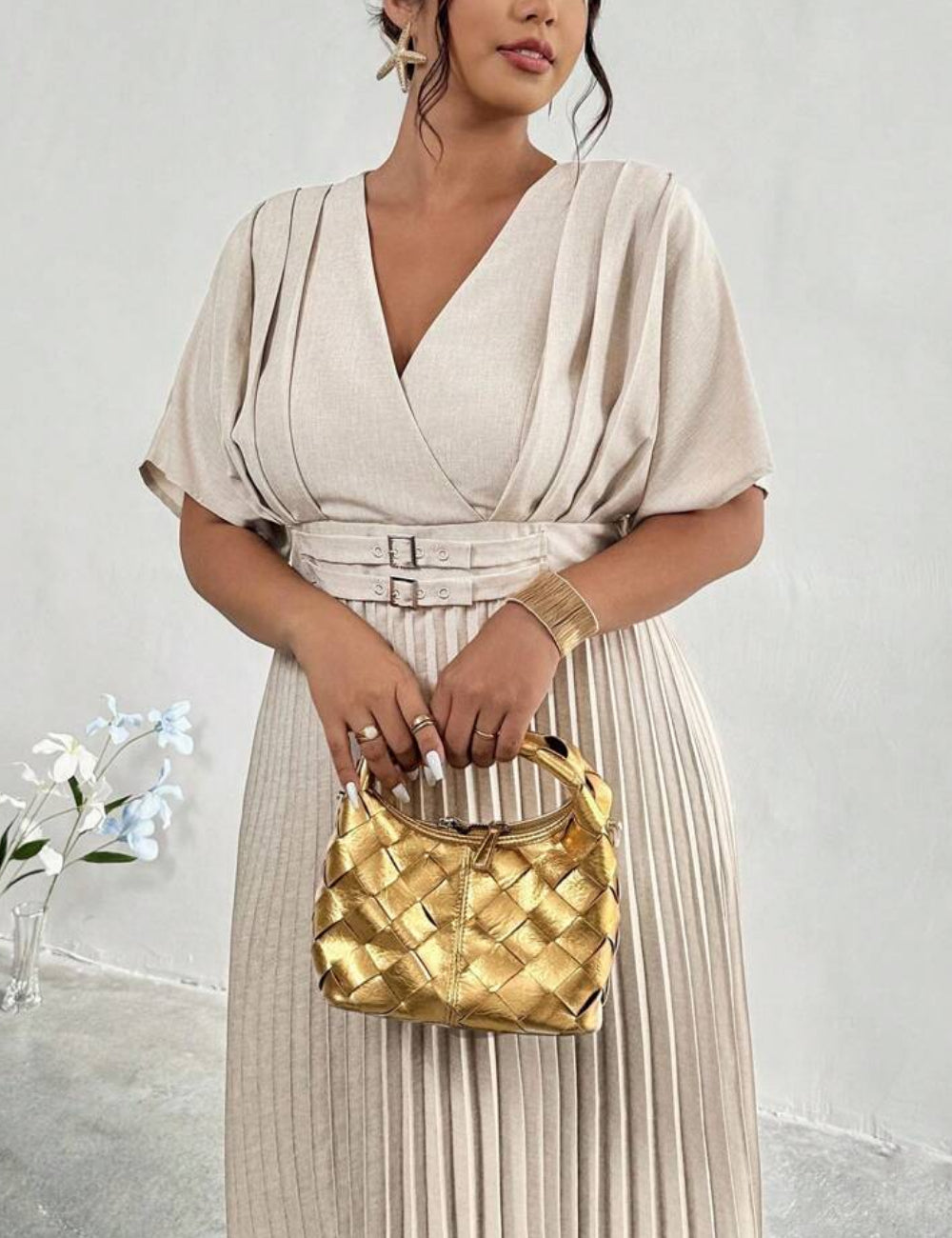 Rochie maxi Shein Curve+, bej