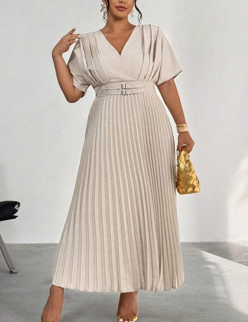 Rochie maxi Shein Curve+, bej