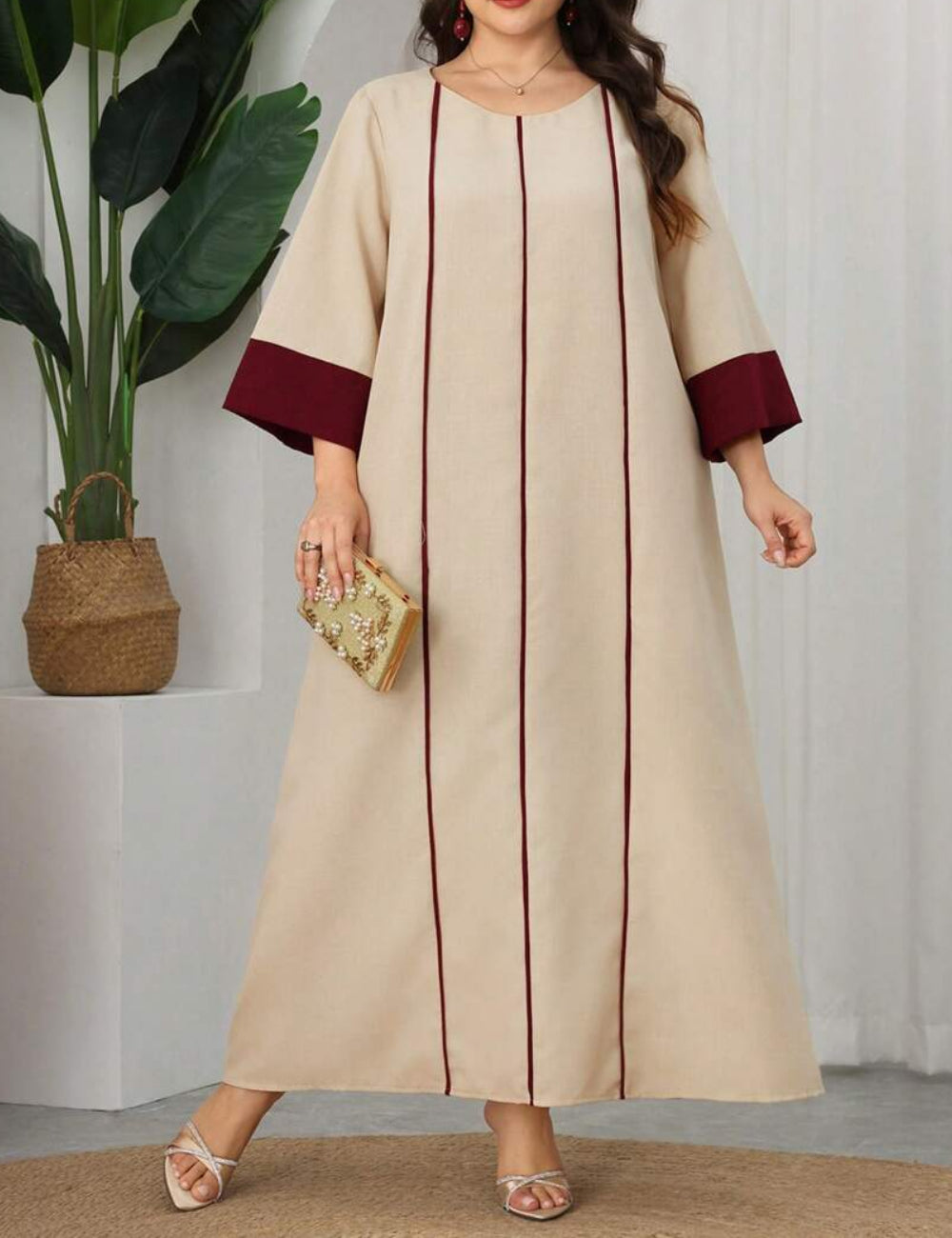 Rochie maxi Shein Curve+, bej