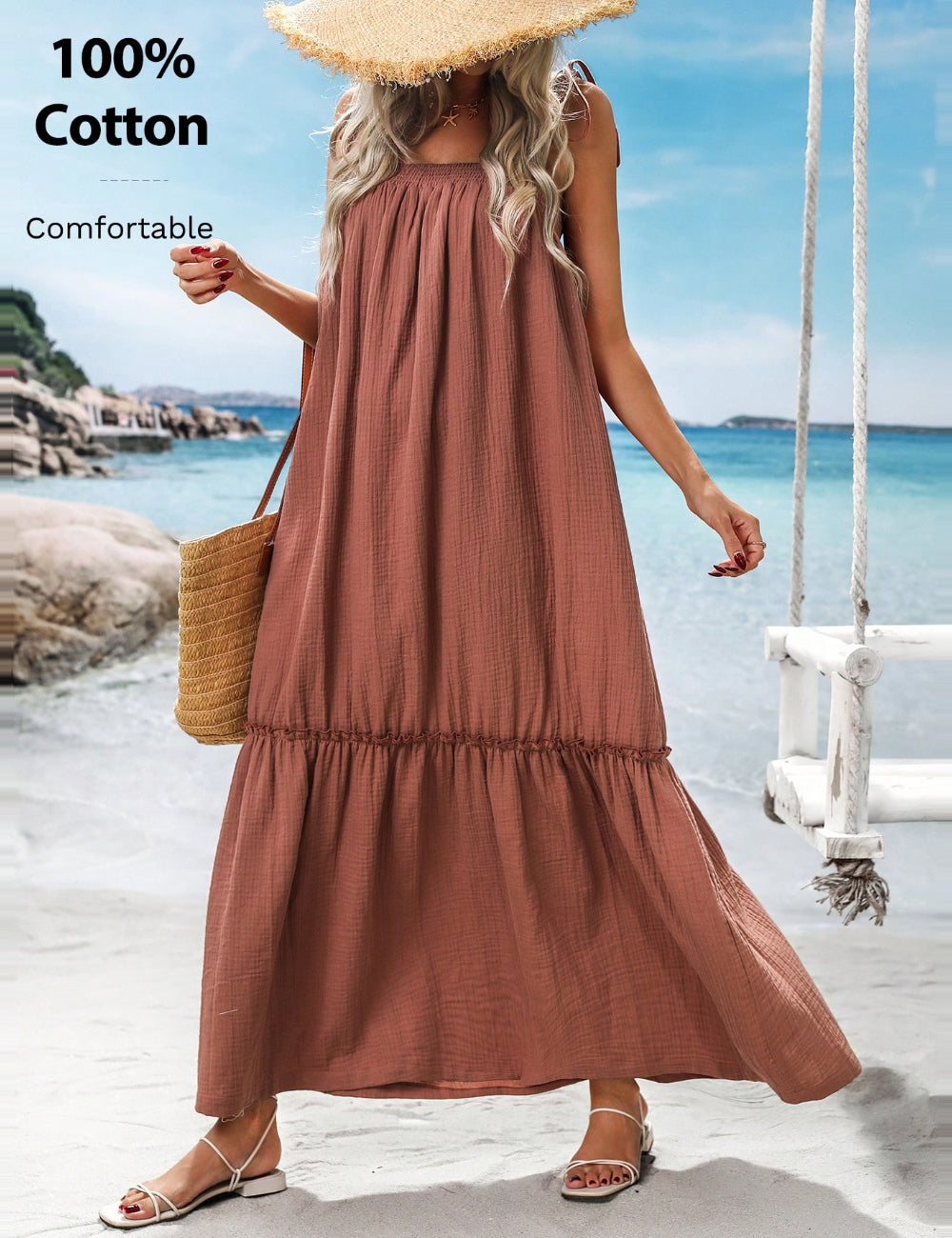 Rochie maxi Shein, cărămiziu