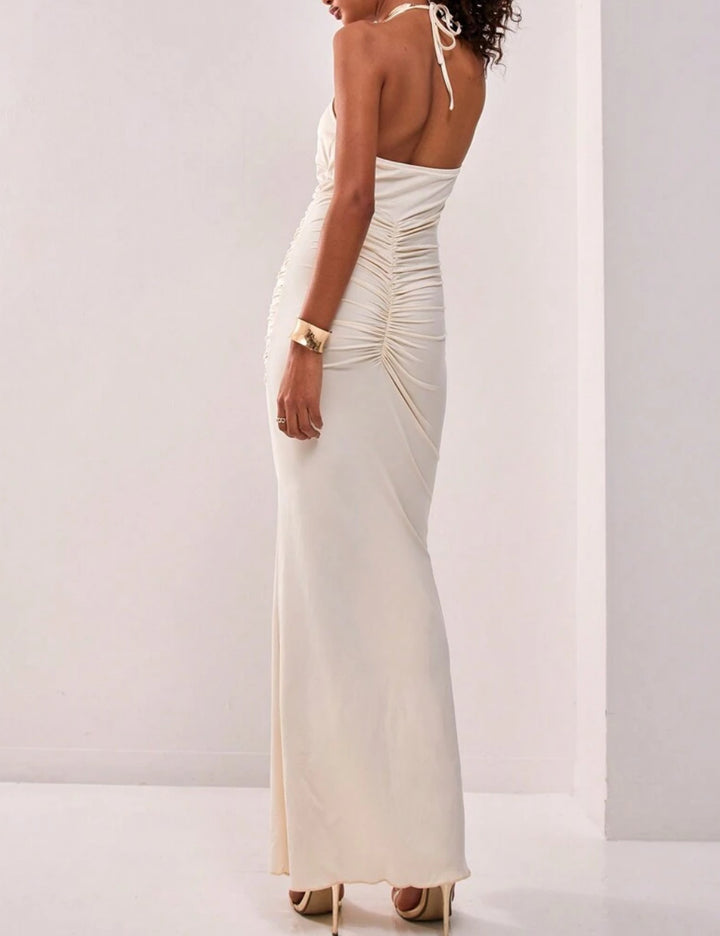 Shein MUSERA maxi ruha, krém