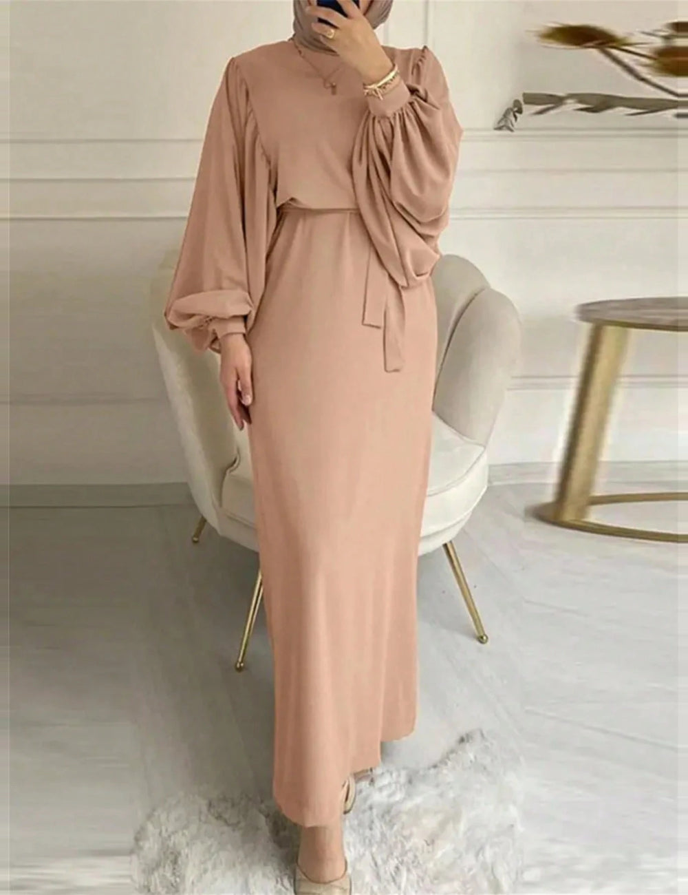 Shein maxi ruha, krém