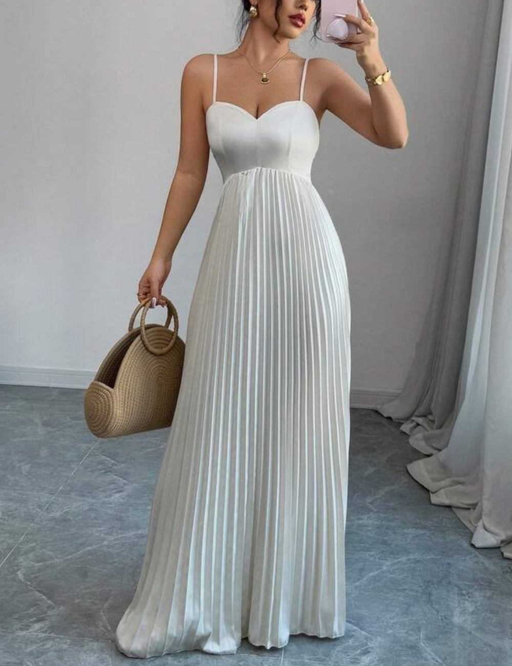 Shein maxi ruha, krémszínű