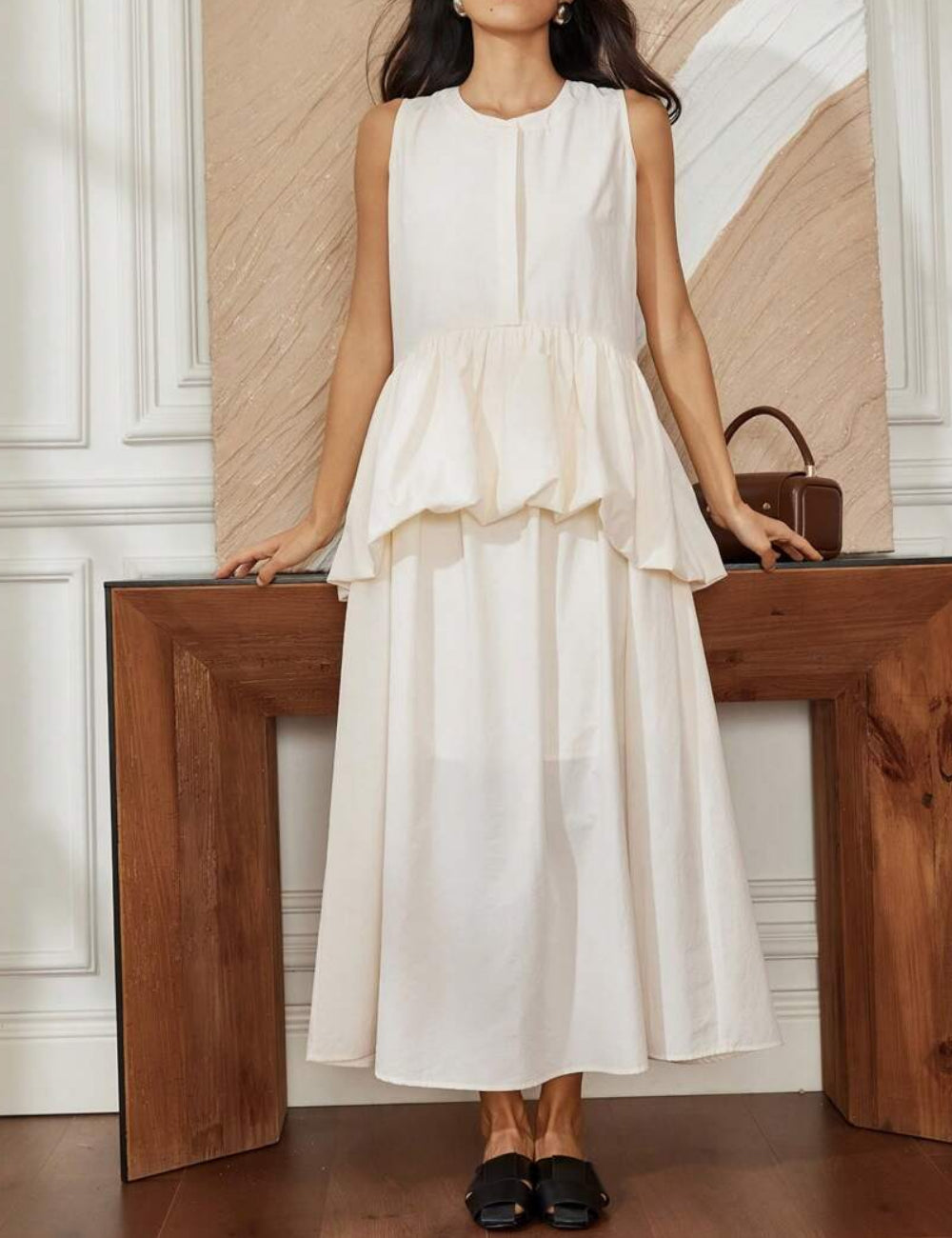 Shein maxi ruha, krém