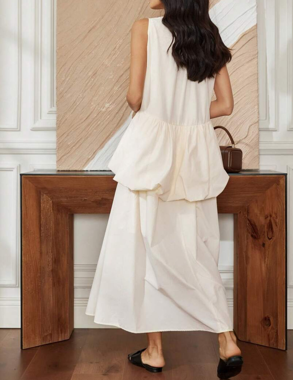 Shein maxi ruha, krém