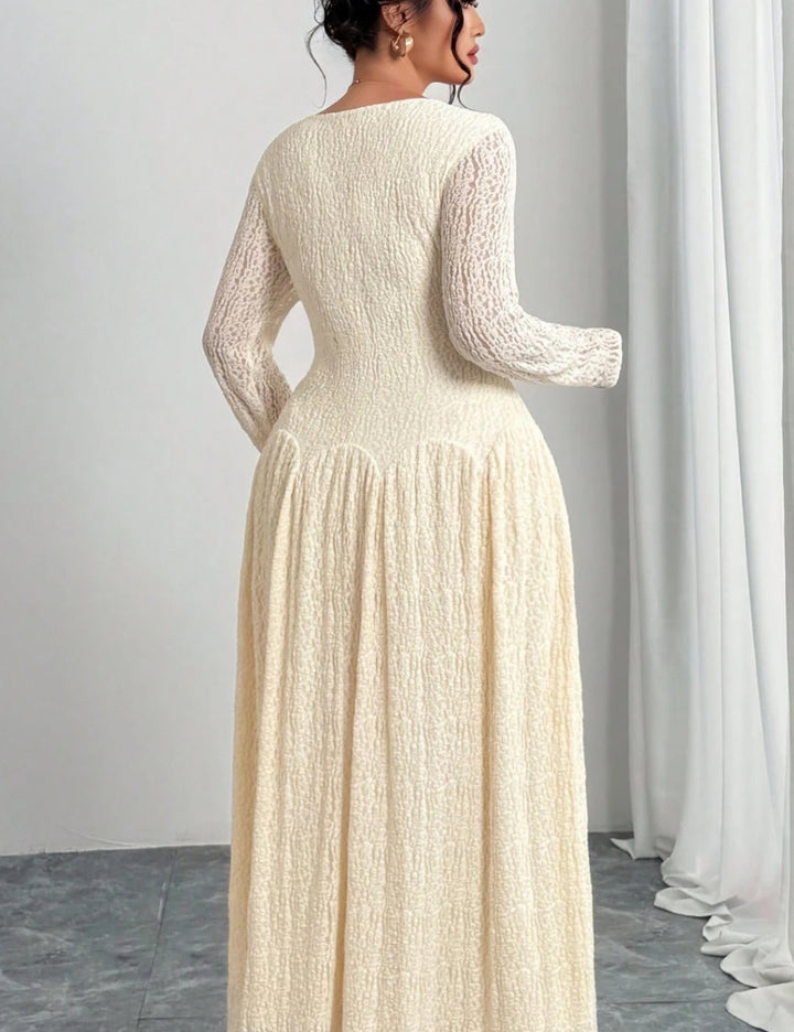Shein Curve+ maxi ruha, krém