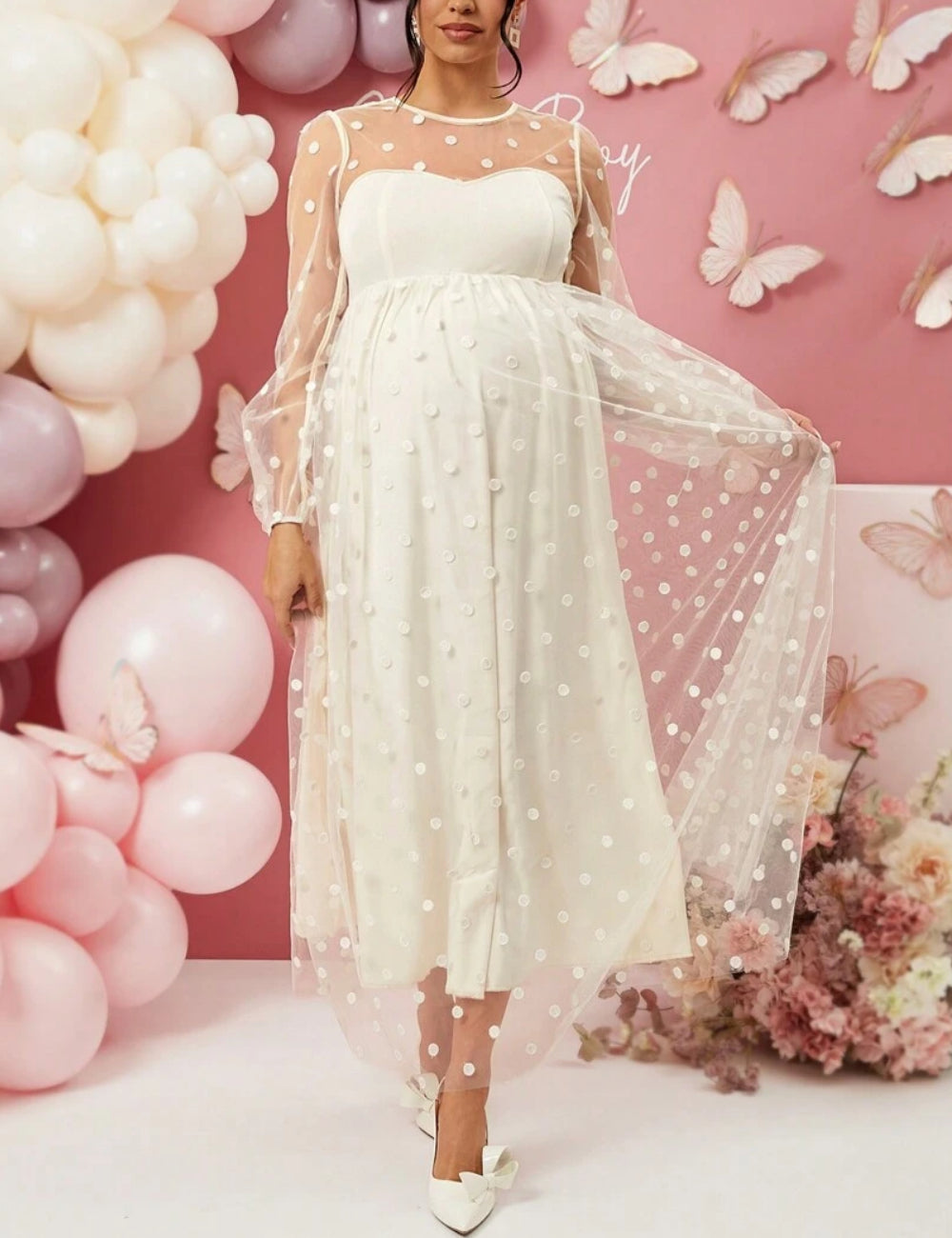 SHEIN maxi ruha, krémszínű