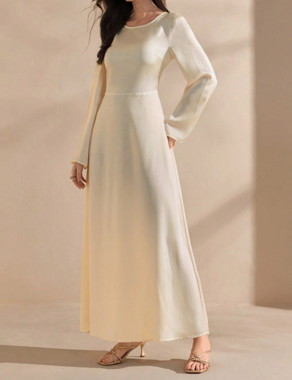Shein maxi ruha, krém