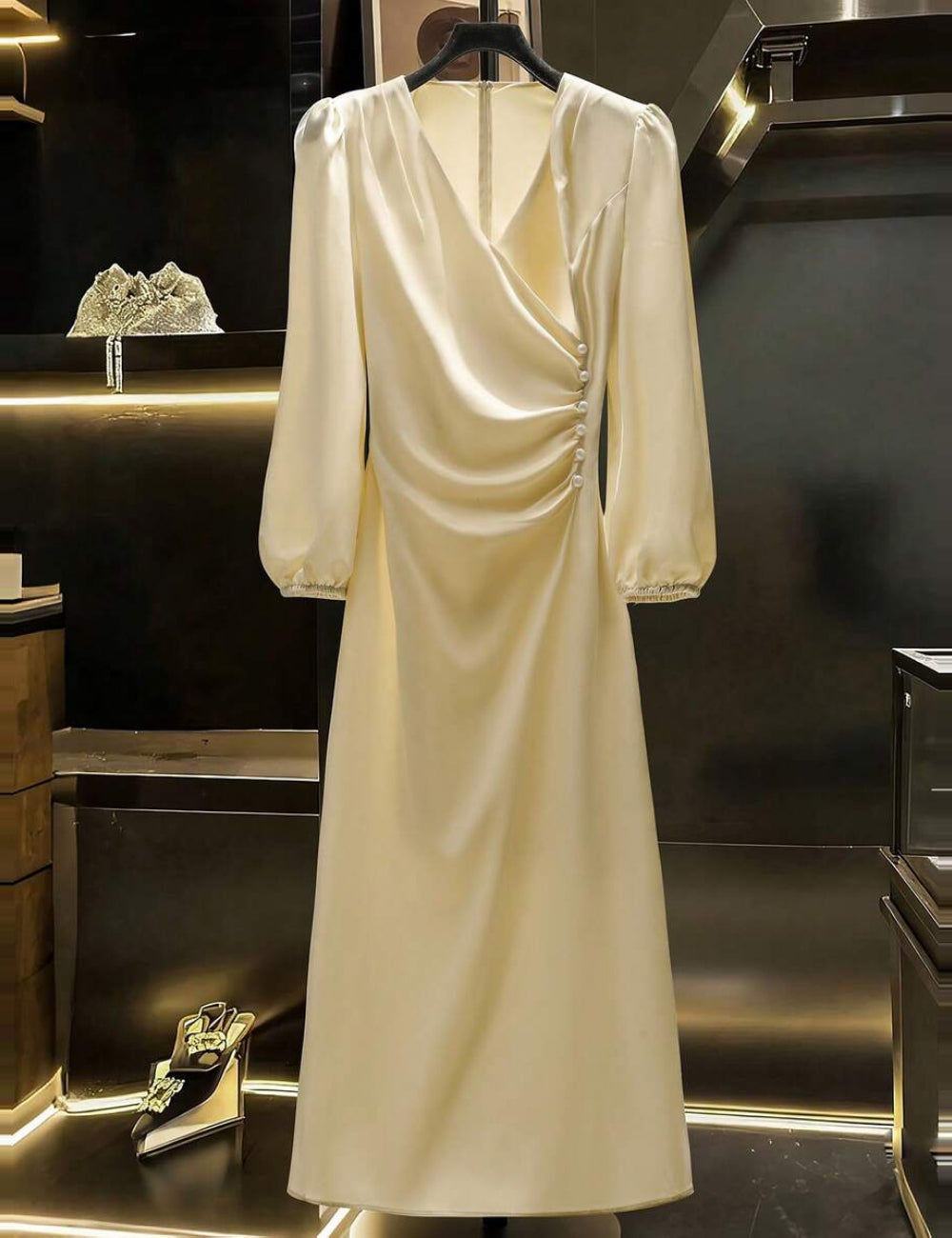 Rochie maxi Shein, crem