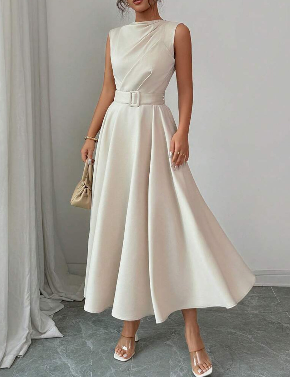 Shein maxi ruha, krémszínű