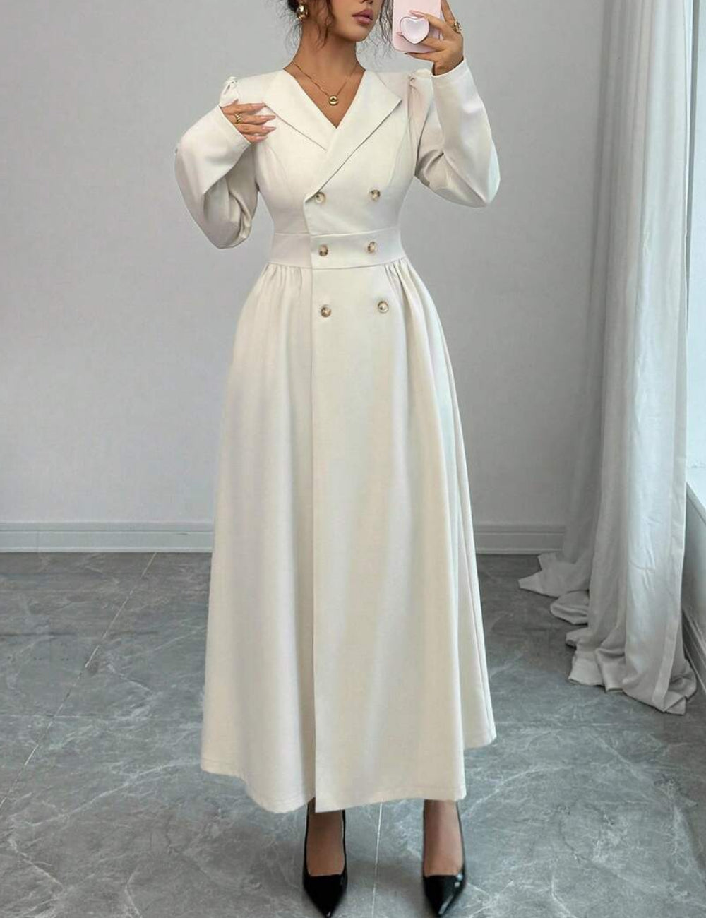 Rochie maxi Shein, crem