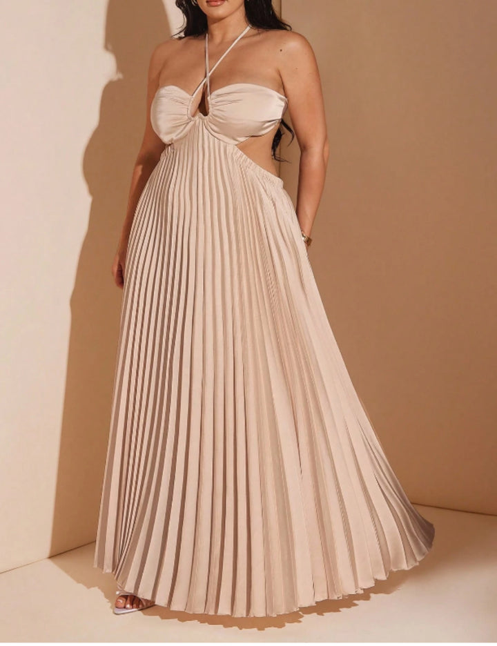 Shein Curve+ maxi ruha, krém