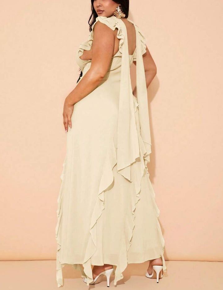 Shein Curve+ maxi ruha, krém