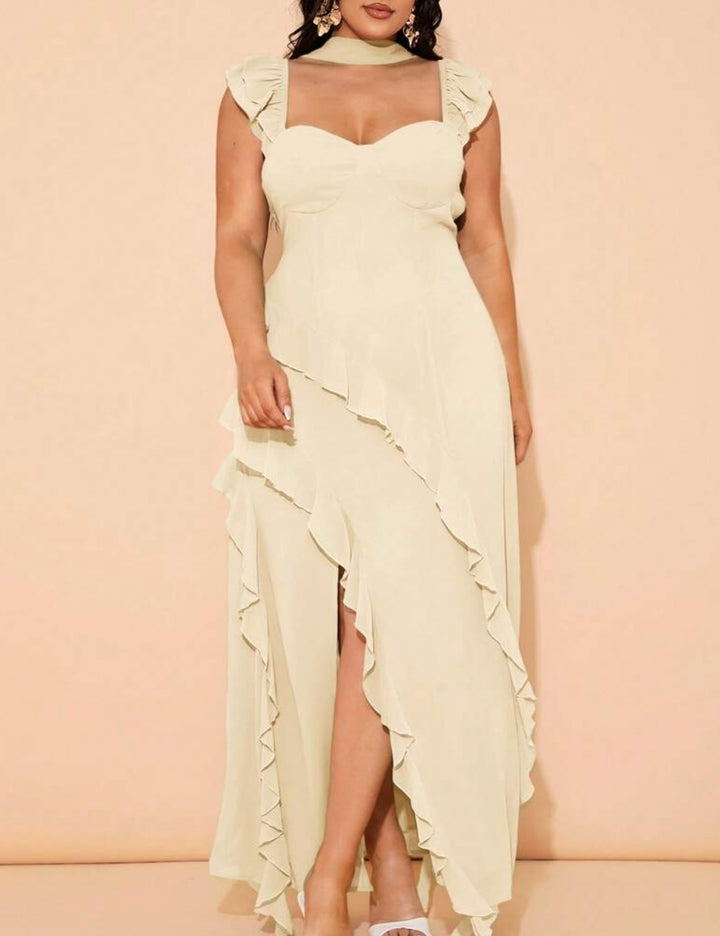Shein Curve+ maxi ruha, krém