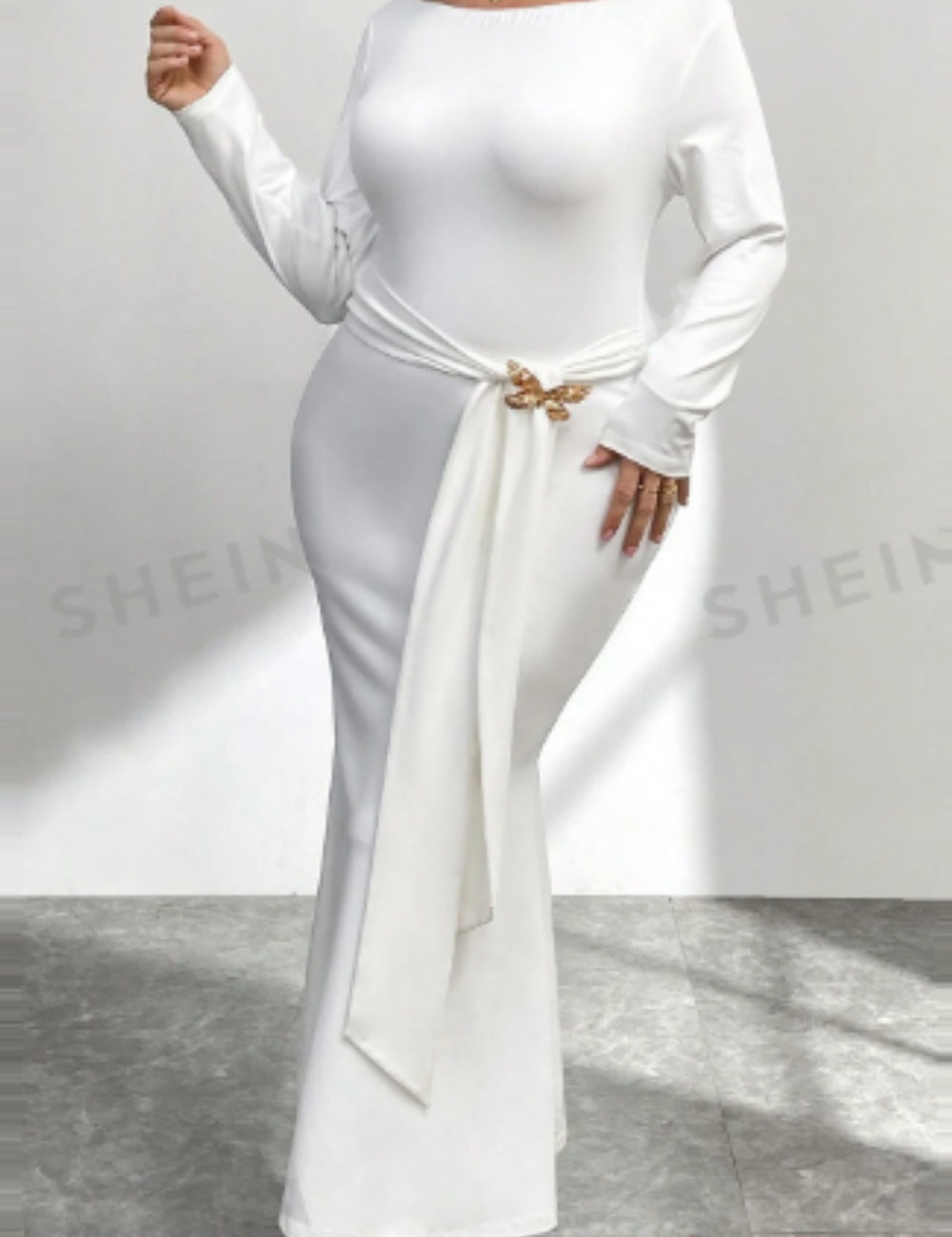 Shein Curve+ maxi ruha, fehér