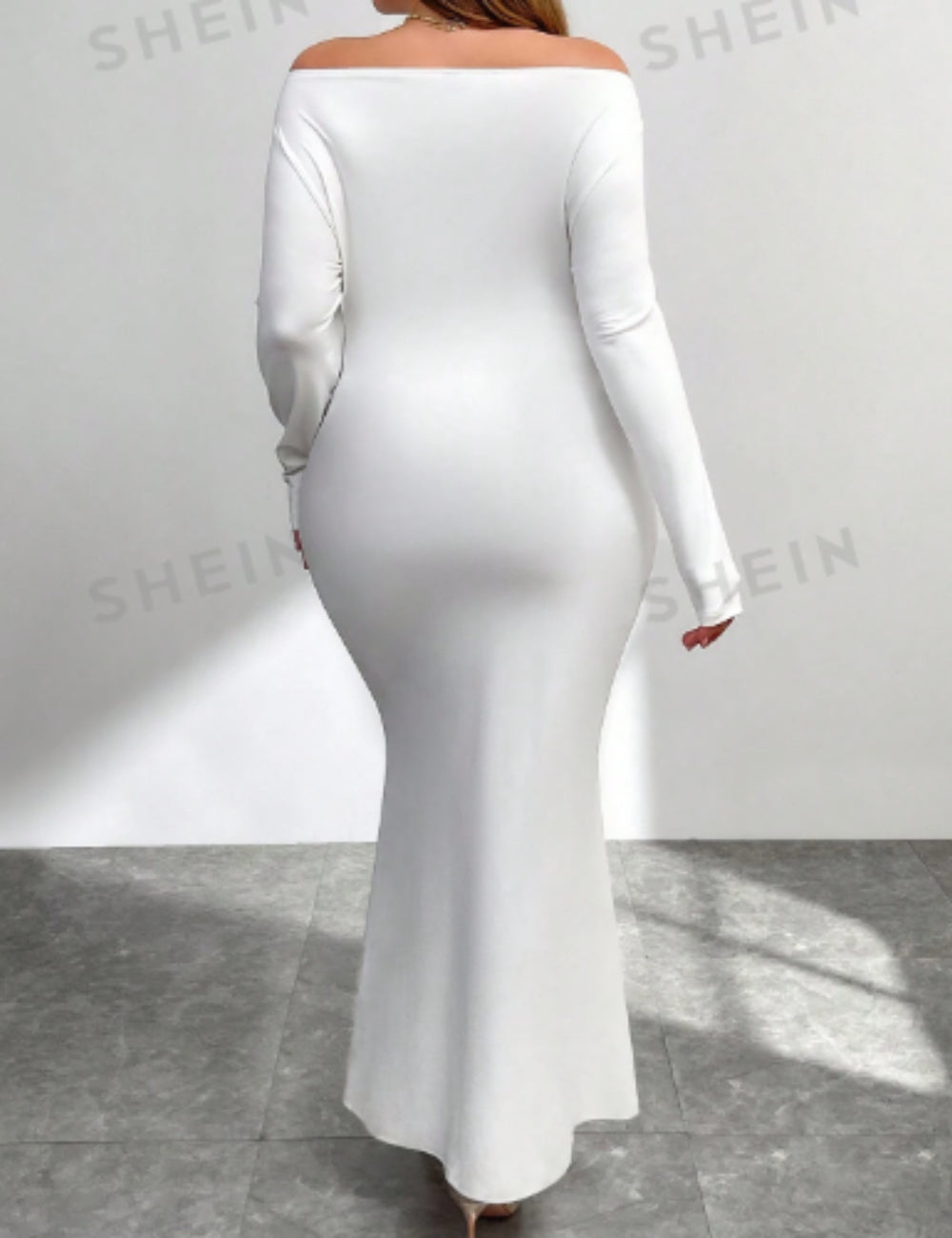 Shein Curve+ maxi ruha, fehér