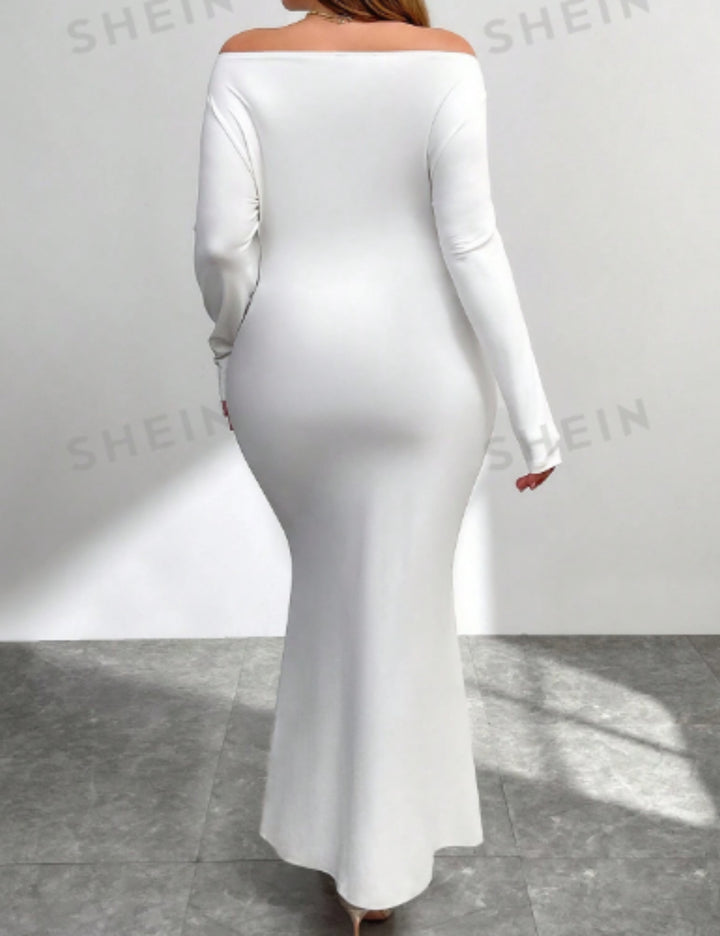 Shein Curve+ maxi ruha, fehér
