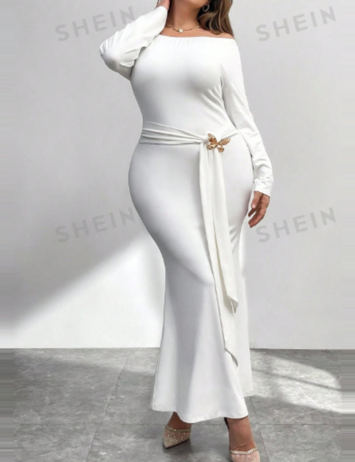 Shein Curve+ maxi ruha, fehér