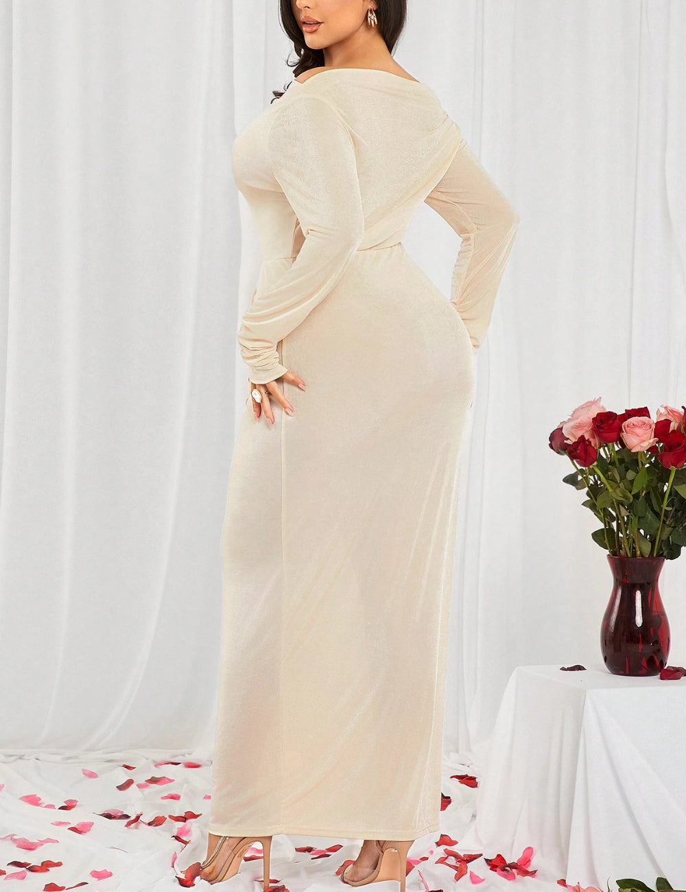 Rochie maxi Shein Curve+, crem