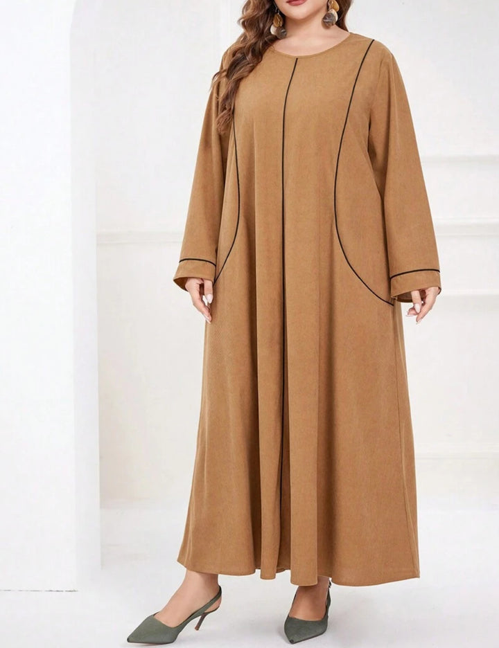Shein Curve+ maxi ruha, barna