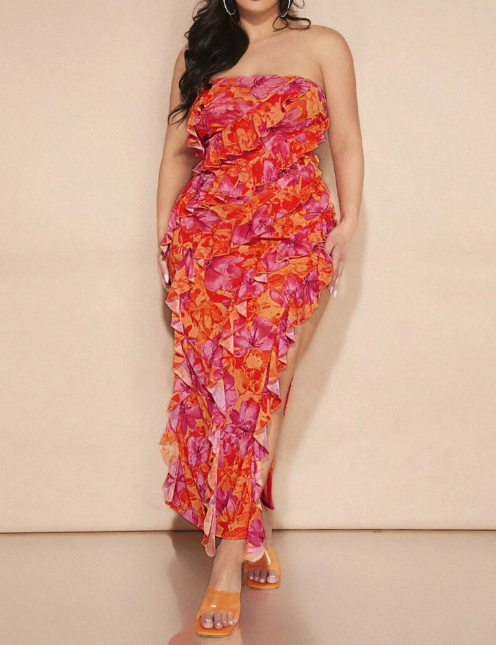 Shein Curve+ maxi dress, mix colors