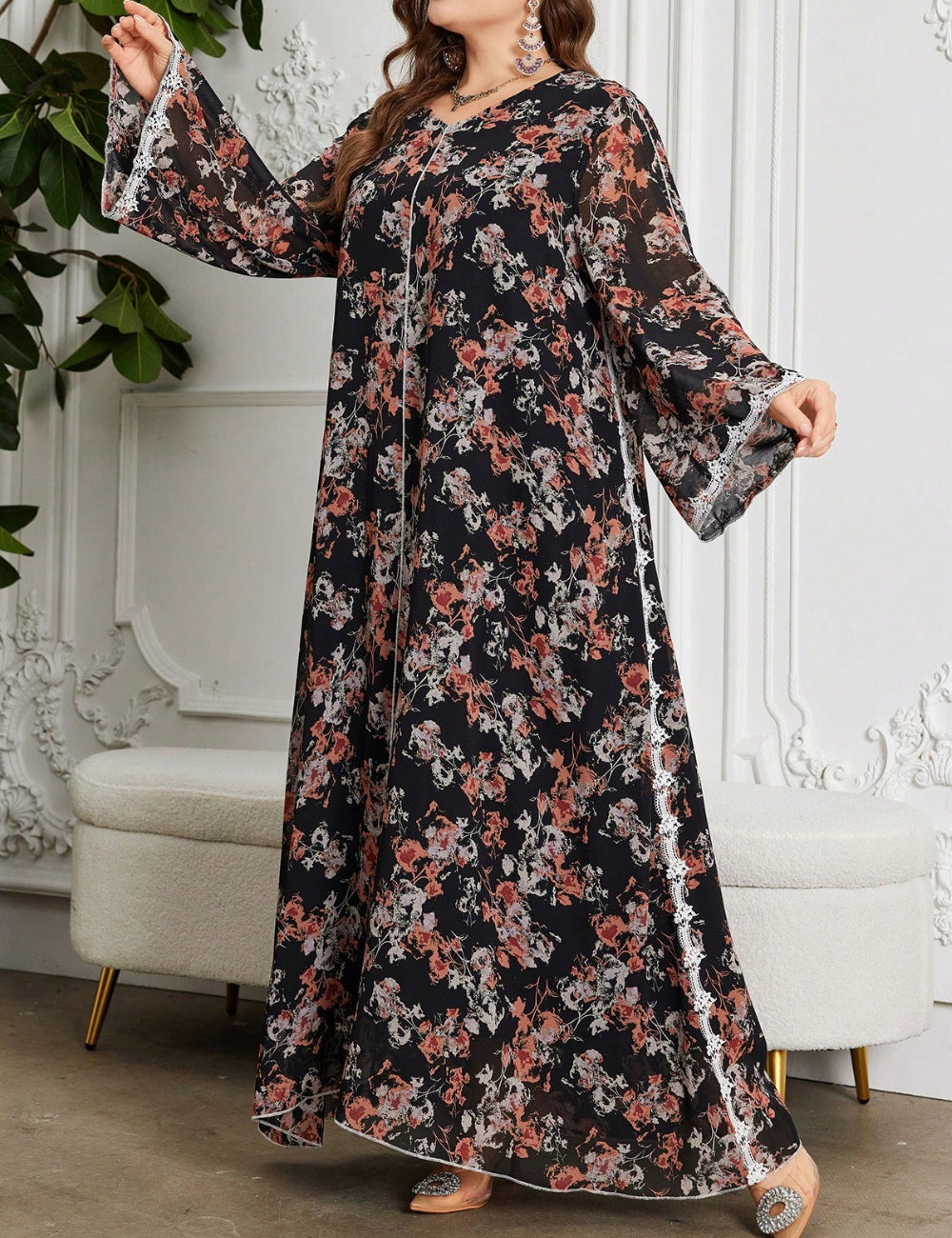 Rochie maxi Shein Curve+, mix culori