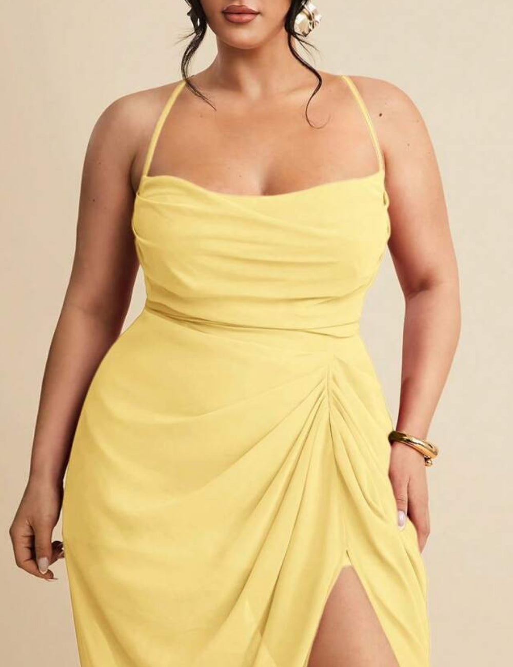 Shein Curve+ maxi ruha, sárga