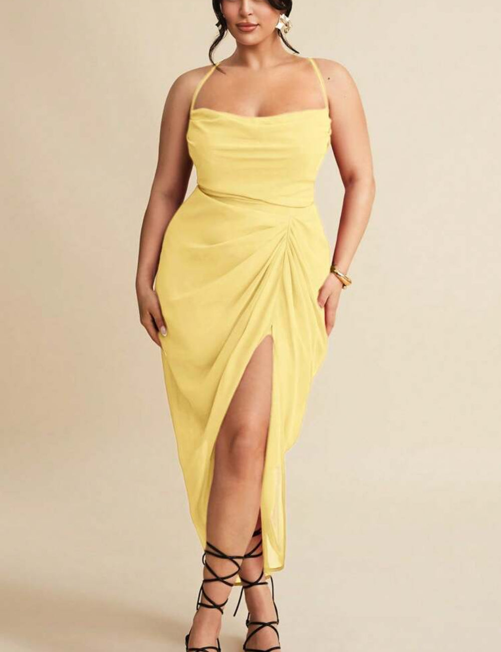 Shein Curve+ maxi ruha, sárga