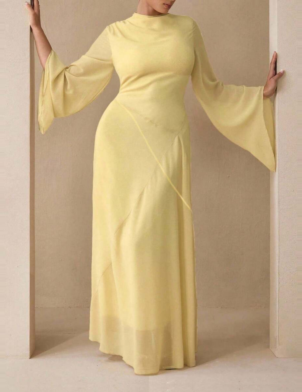 Rochie maxi Shein Curve+, galben muștar