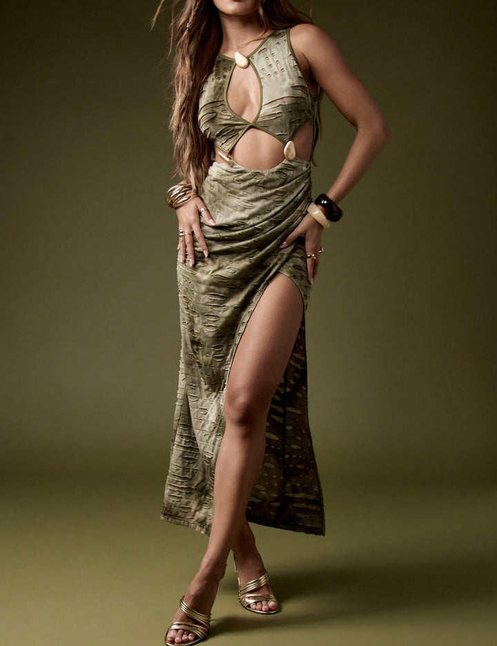 Shein Missguided maxi ruha, khaki