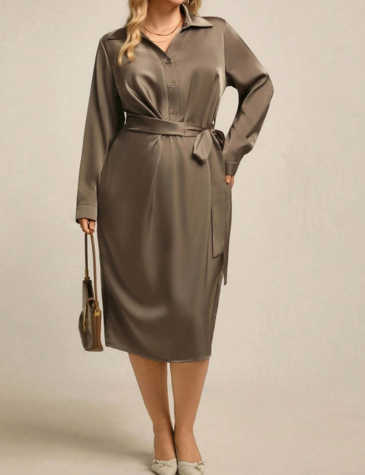 Shein Curve+ maxi ruha, khaki