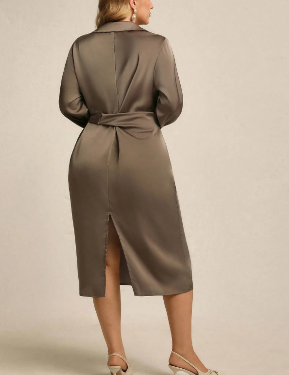 Shein Curve+ maxi ruha, khaki