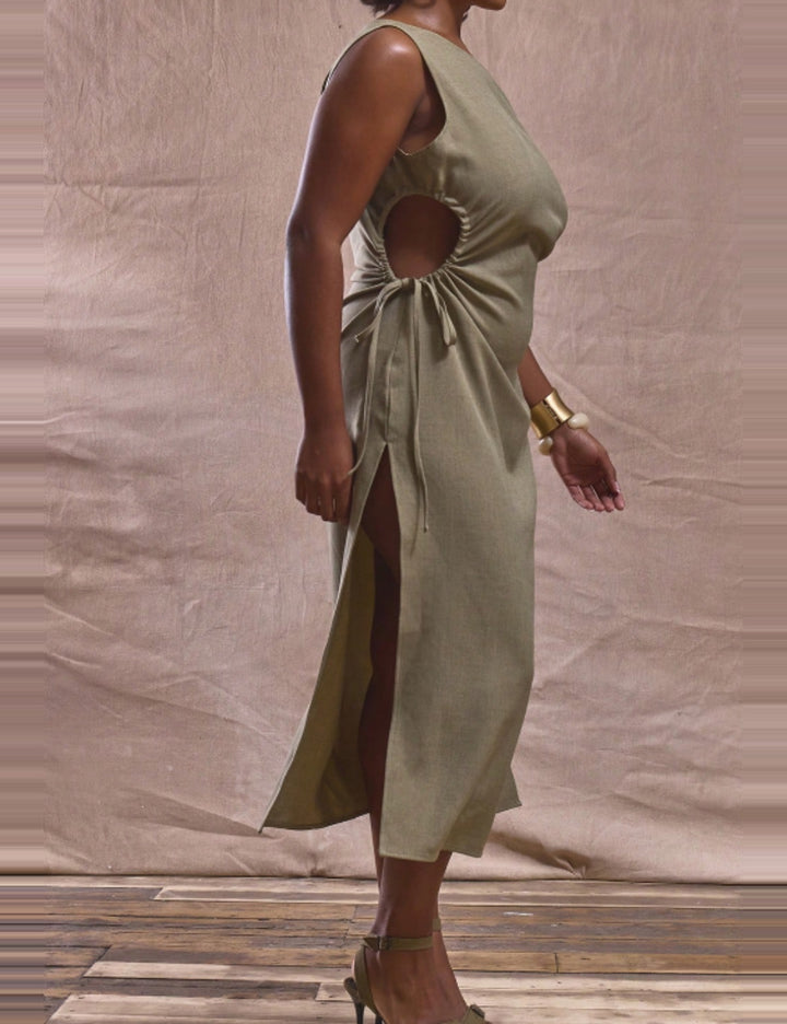 Shein Curve+ maxi ruha, khaki