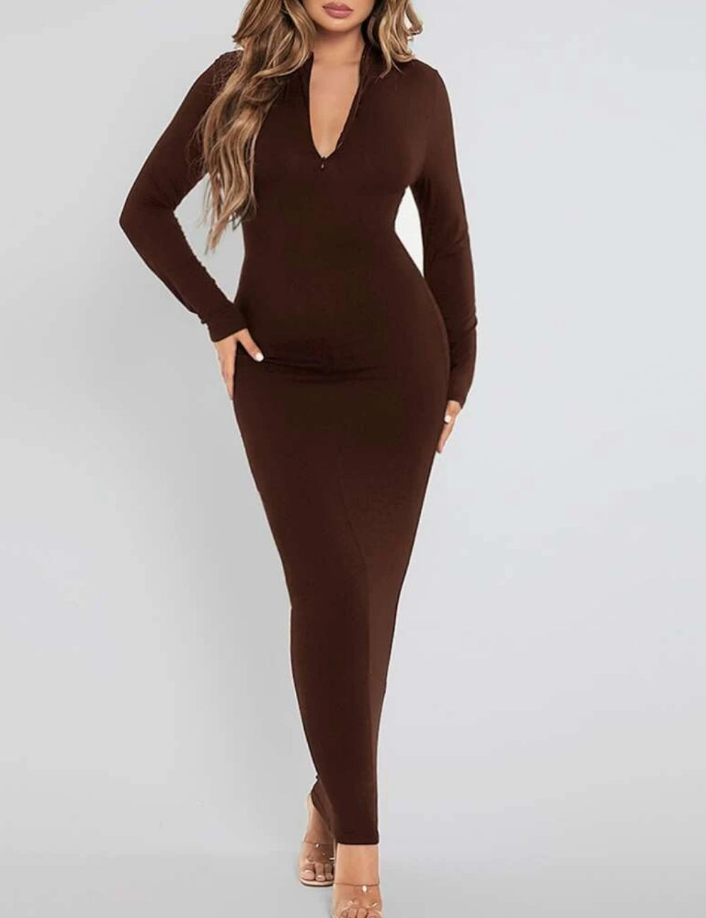 Shein maxi ruha, barna