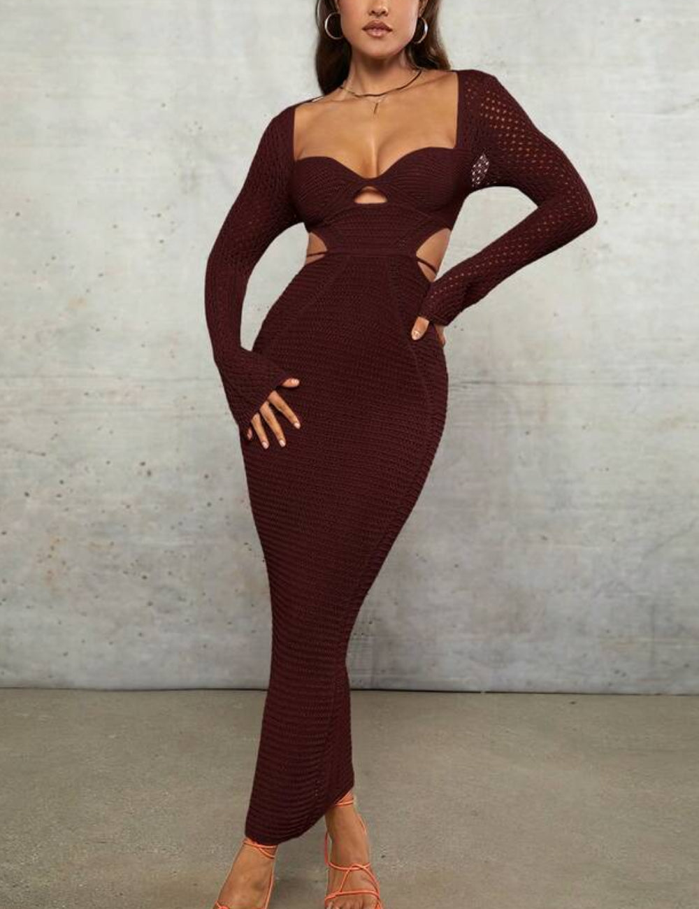 Shein maxi ruha, barna